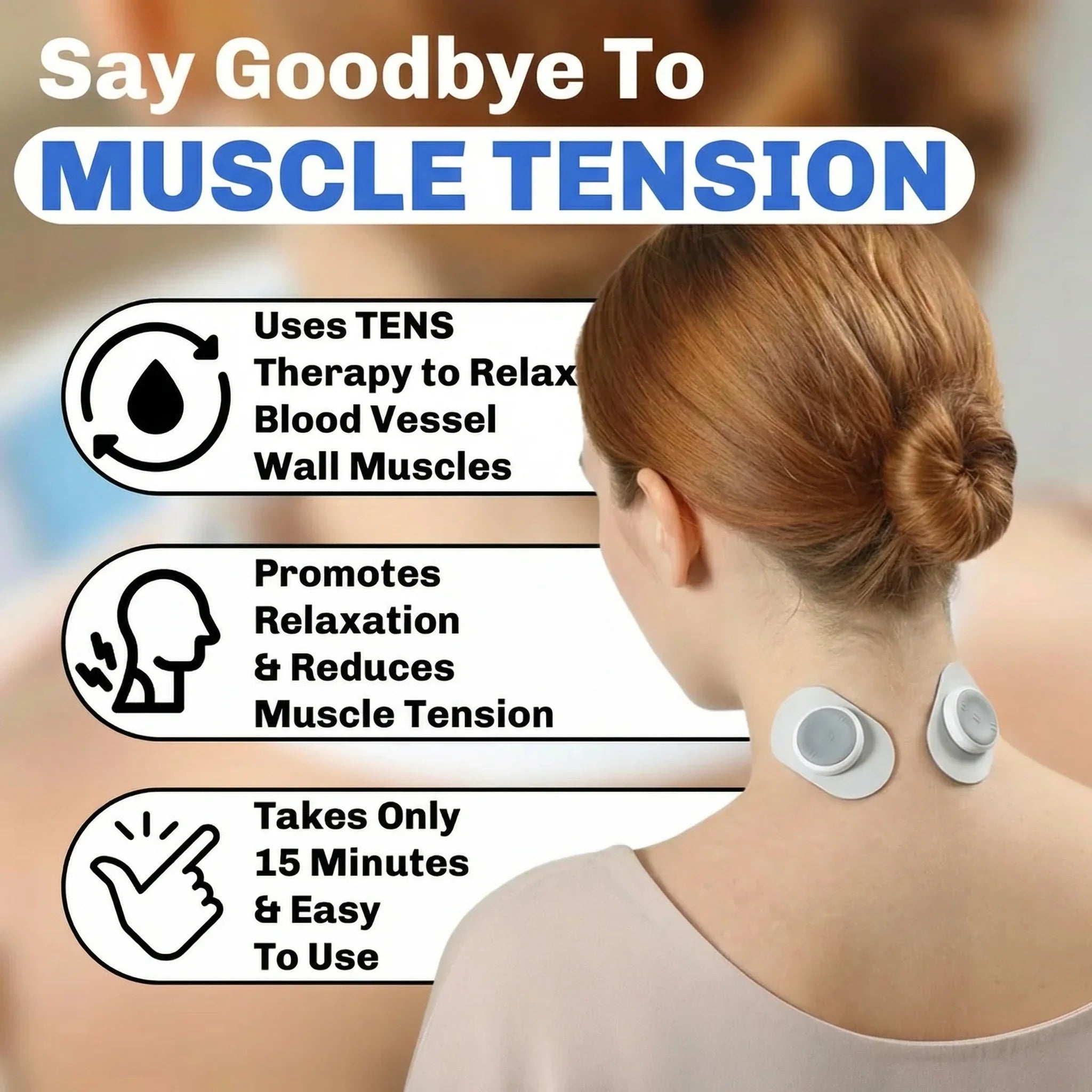 Wireless TENS Unit & EMS Muscle Stimulator | 16-Level Massager for Back & Neck Pain Relief