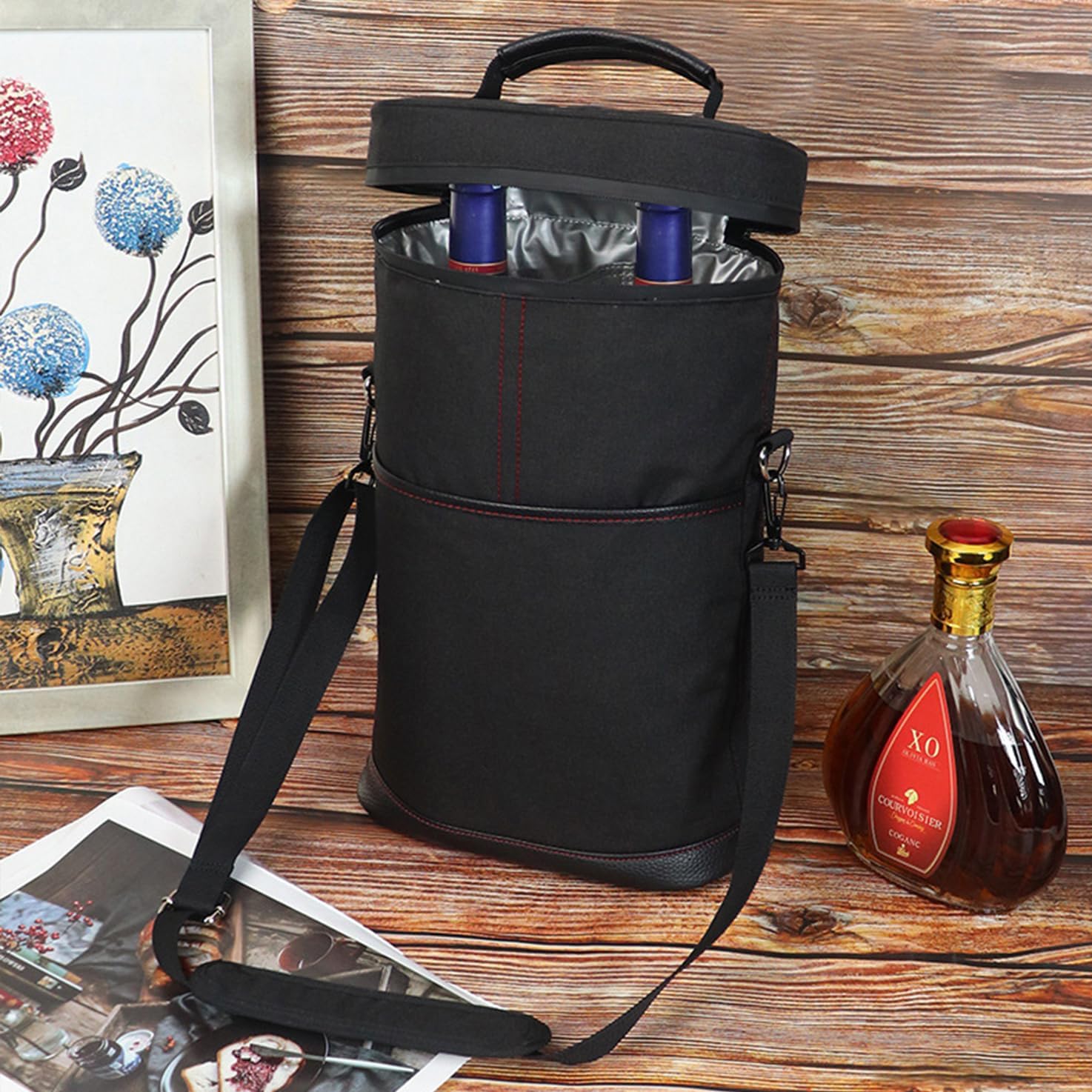 Insulated Wine Carrier Bag | Travel & Picnic Cooler Tote (2 Bottle)