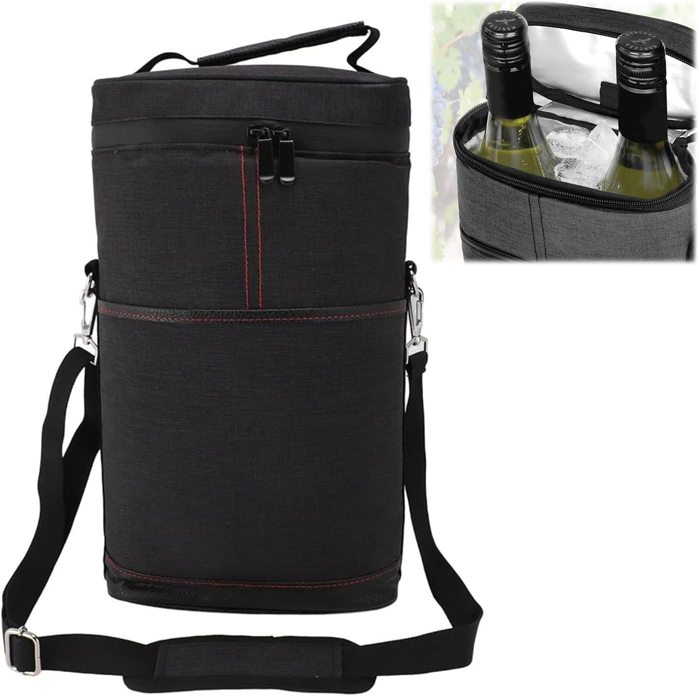 Insulated Wine Carrier Bag | Travel & Picnic Cooler Tote (2 Bottle)