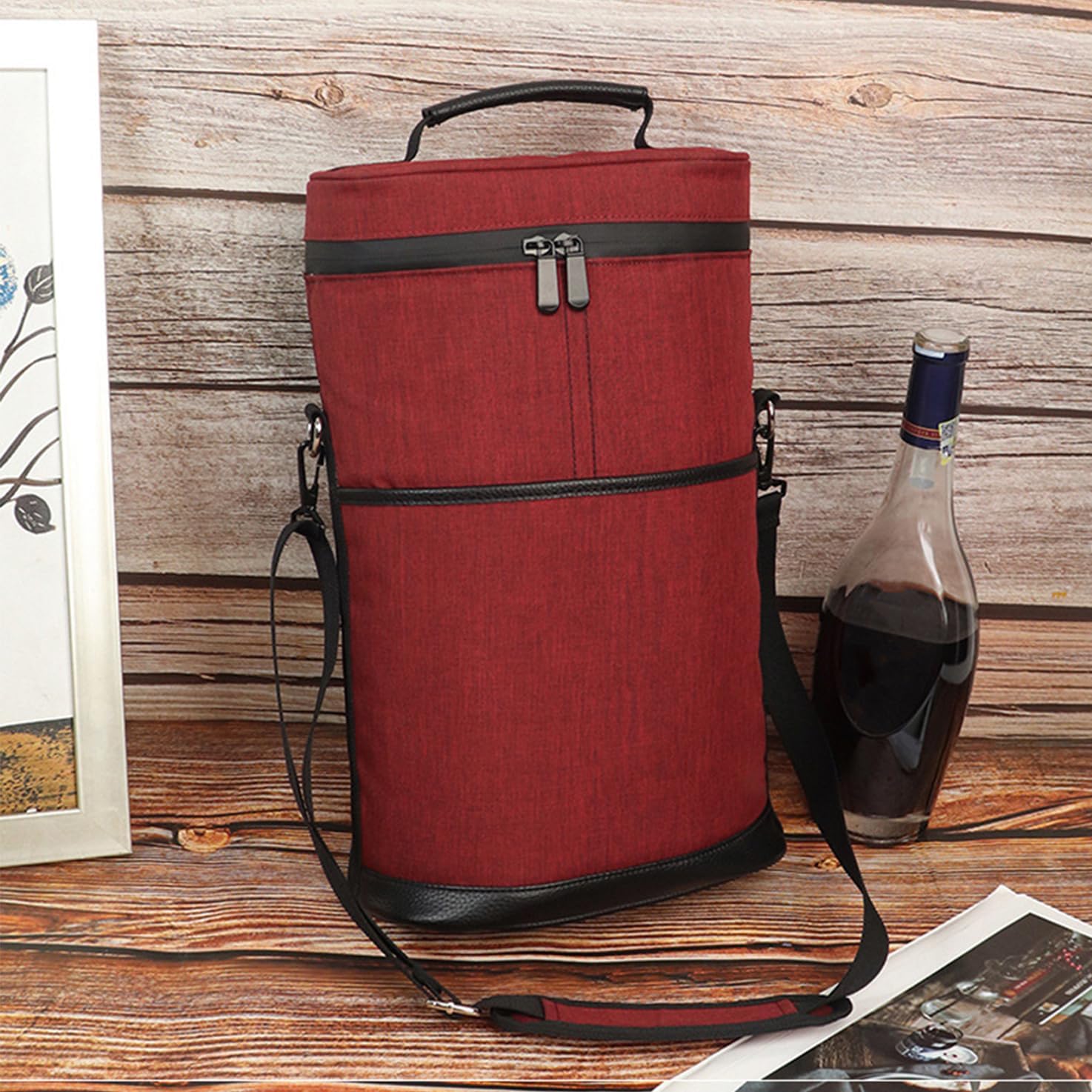 Insulated Wine Carrier Bag | Travel & Picnic Cooler Tote (2 Bottle)