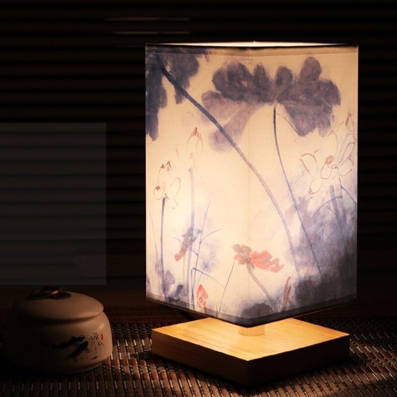 Paper Shade Table Lamp – Warm Japanese Scandinavian Bedside & Living Room Accent Light