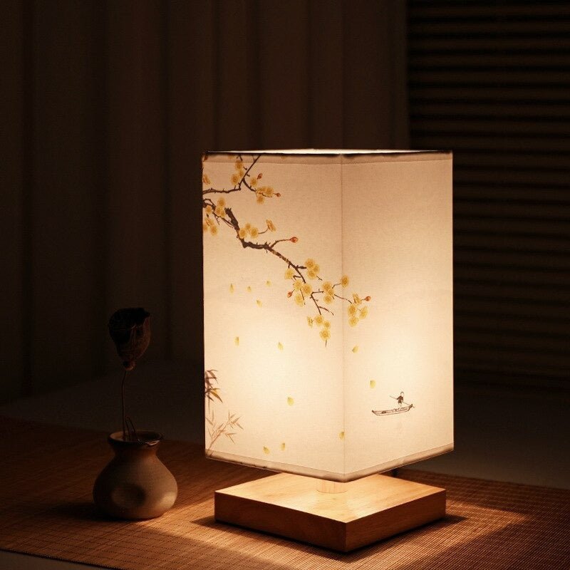 Paper Shade Table Lamp – Warm Japanese Scandinavian Bedside & Living Room Accent Light