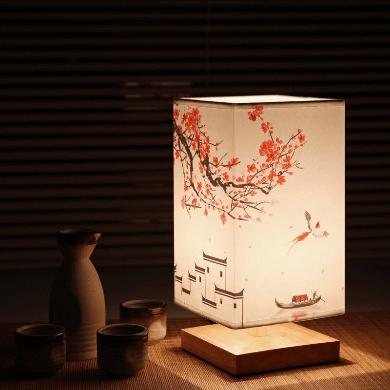 Paper Shade Table Lamp – Warm Japanese Scandinavian Bedside & Living Room Accent Light