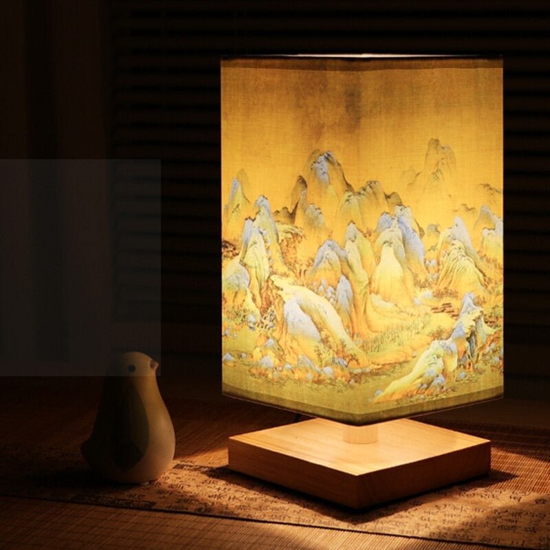 Paper Shade Table Lamp – Warm Japanese Scandinavian Bedside & Living Room Accent Light