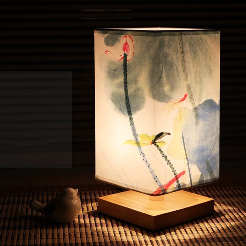 Paper Shade Table Lamp – Warm Japanese Scandinavian Bedside & Living Room Accent Light