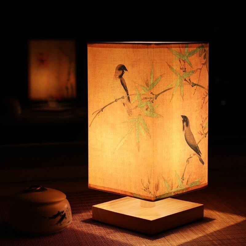 Paper Shade Table Lamp – Warm Japanese Scandinavian Bedside & Living Room Accent Light