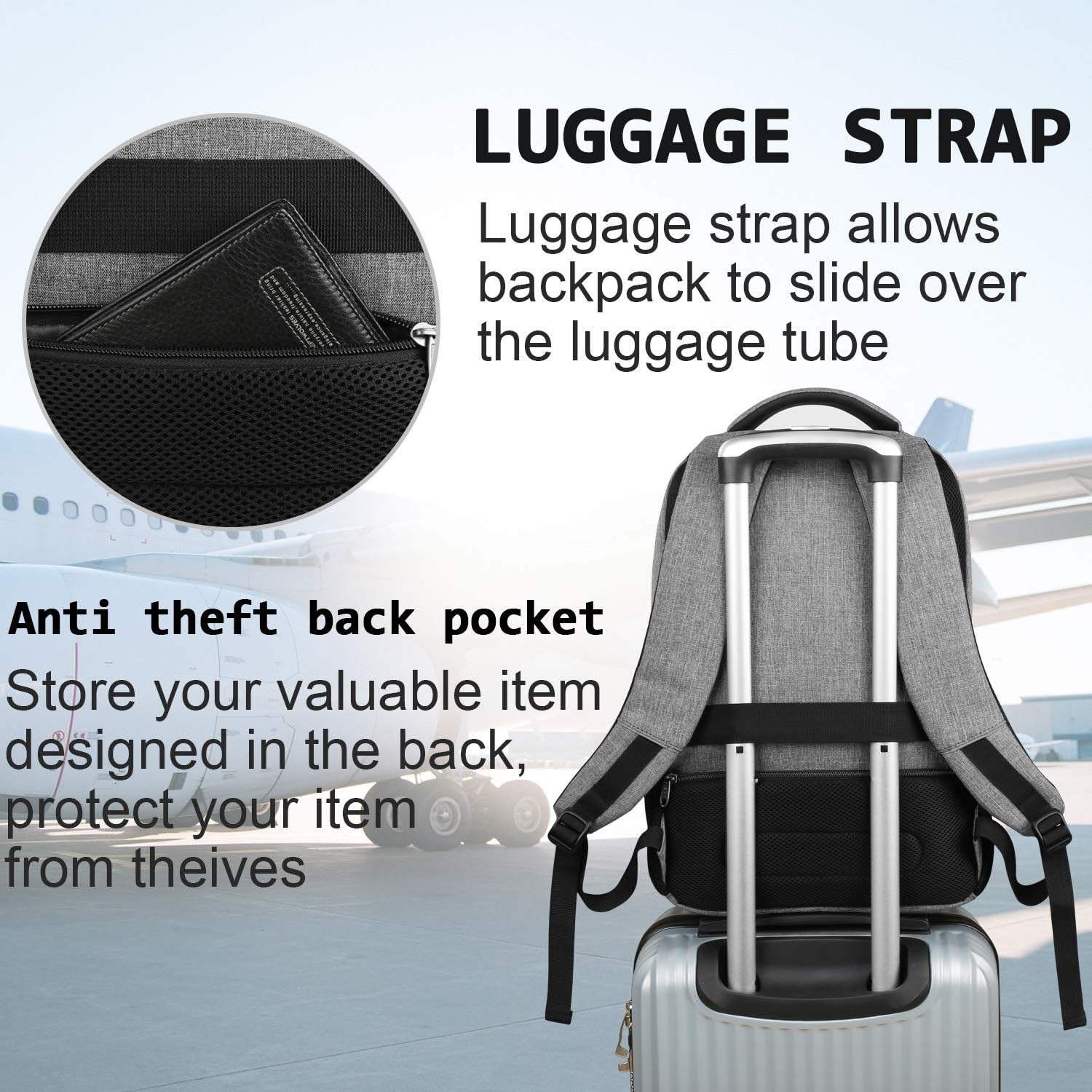 Slim Anti-Theft Laptop Backpack | Business Commuter Daypack with USB