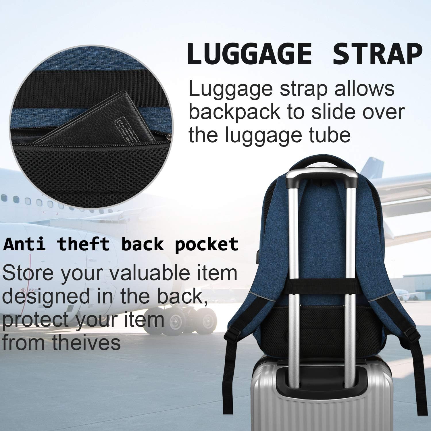 Slim Anti-Theft Laptop Backpack | Business Commuter Daypack with USB
