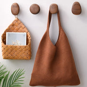 Minimalist Wooden Pebble Wall Hooks for Natural Home Decor 4-Pack