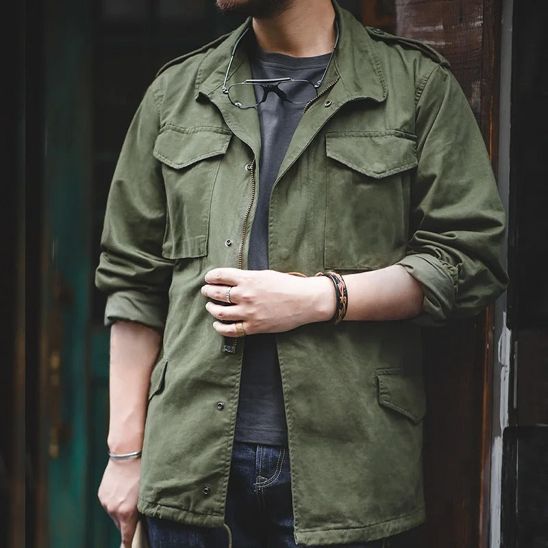 Rugged Classic Multi-Pocket Field Jacket for Men – Timeless Cotton-Blend Utility Jacket for Everyday Adventures