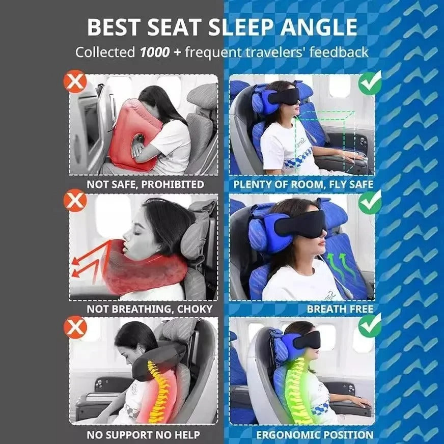 Ergonomic Memory Foam Travel Pillow | Neck Support Cushion for Long Flights
