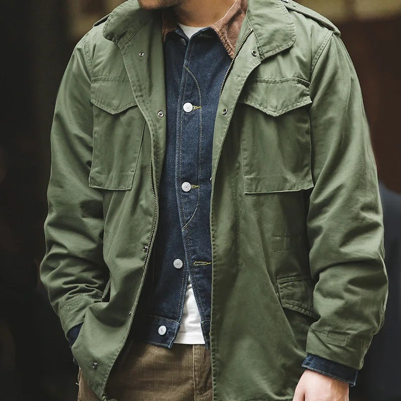 Rugged Classic Multi-Pocket Field Jacket for Men – Timeless Cotton-Blend Utility Jacket for Everyday Adventures