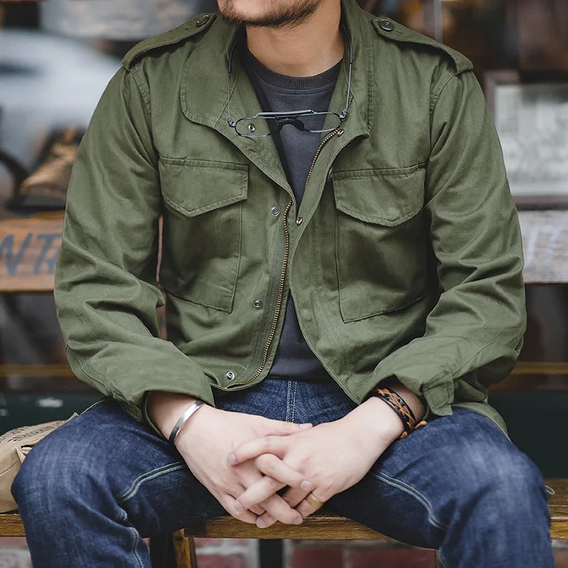 Rugged Classic Multi-Pocket Field Jacket for Men – Timeless Cotton-Blend Utility Jacket for Everyday Adventures