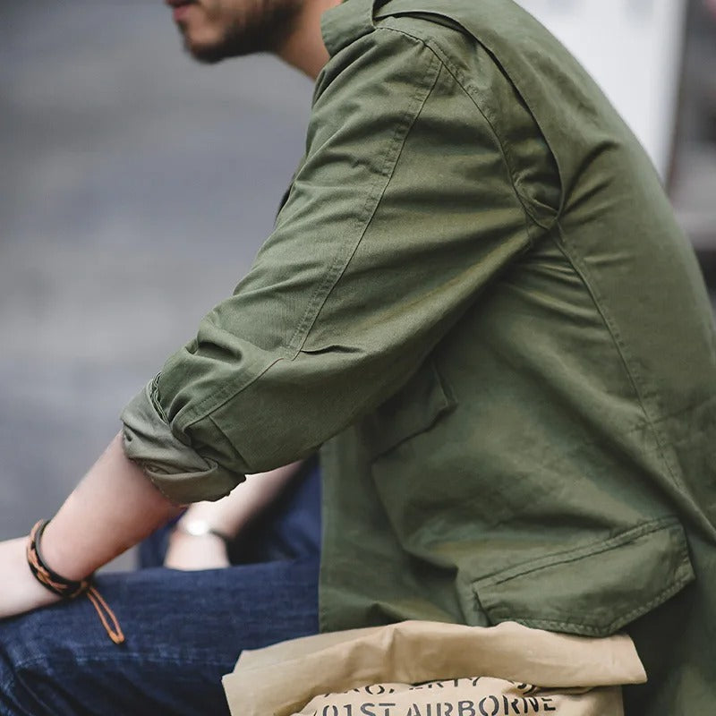 Rugged Classic Multi-Pocket Field Jacket for Men – Timeless Cotton-Blend Utility Jacket for Everyday Adventures