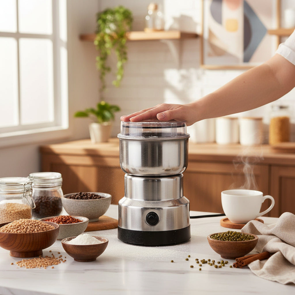 Portable One-Touch Electric Grinder for Coffee & Spices – Multifunction Mill for Herbs, Beans, Nuts & Grains