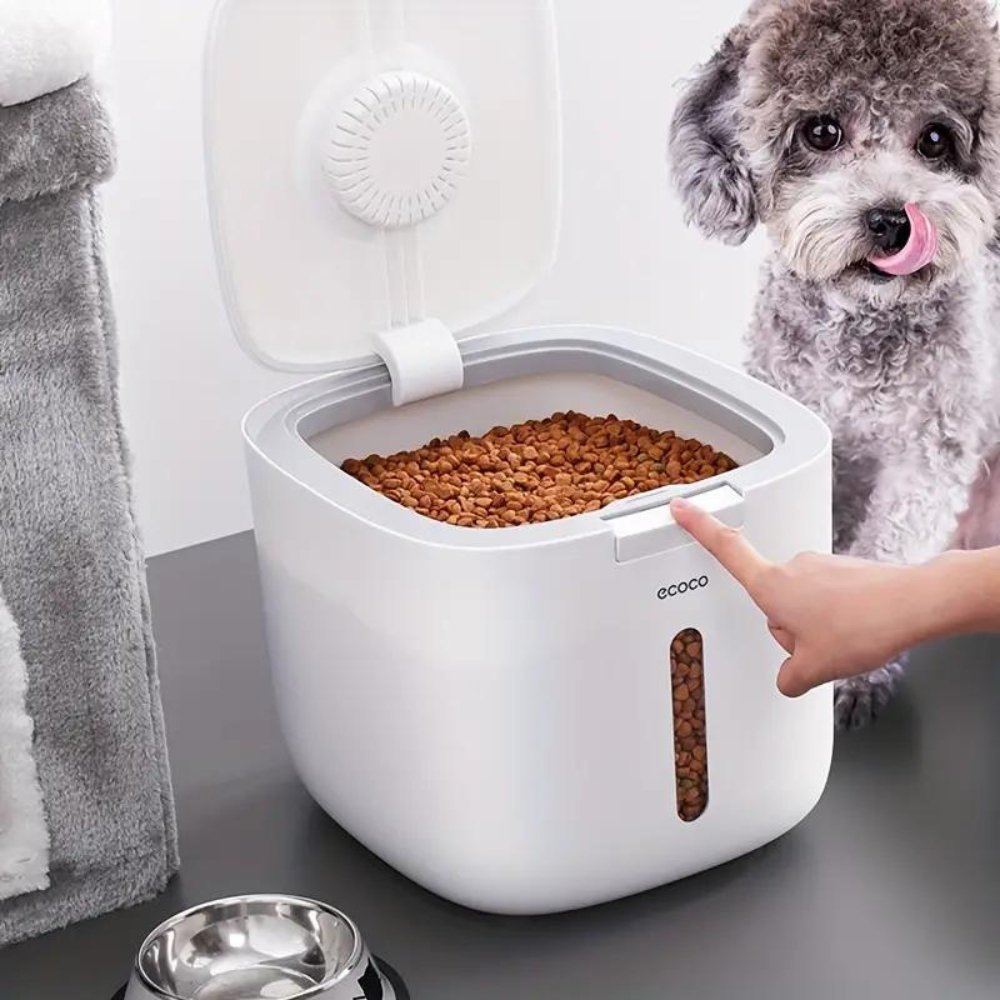Airtight Pet Food Storage Container with Measuring Cup – Keeps Dog & Cat Food Fresh
