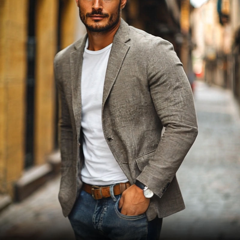 Breathable Lightweight Single-Breasted Blazer for Men – Tailored Warm-Weather Jacket for Work & Weekends