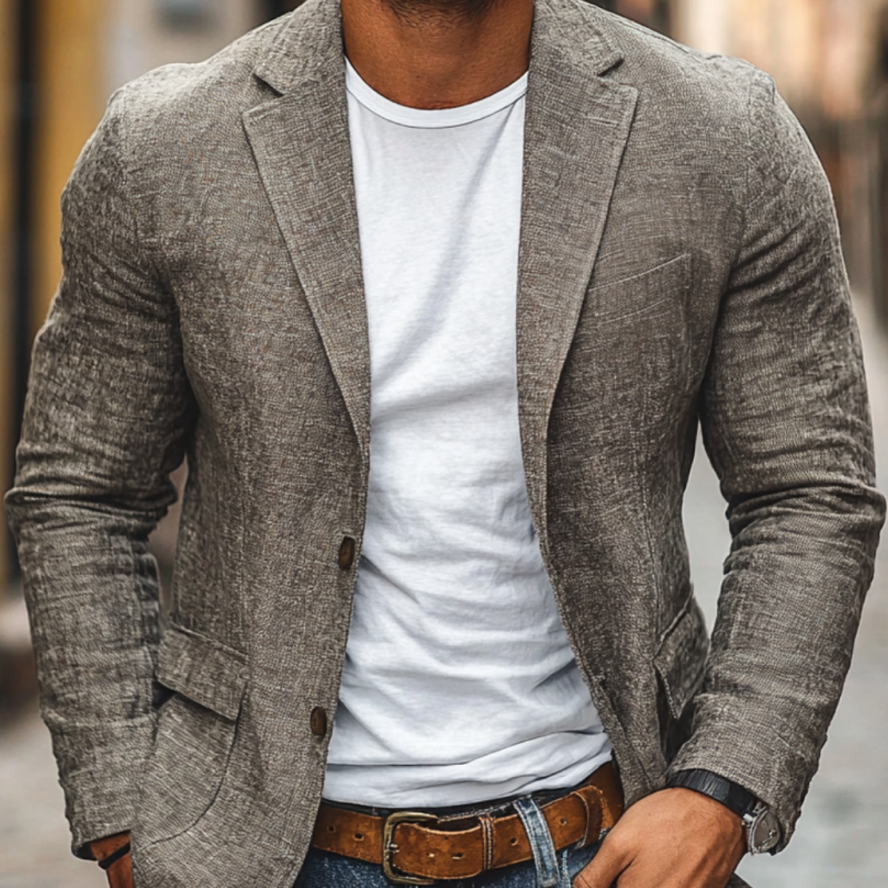 Breathable Lightweight Single-Breasted Blazer for Men – Tailored Warm-Weather Jacket for Work & Weekends