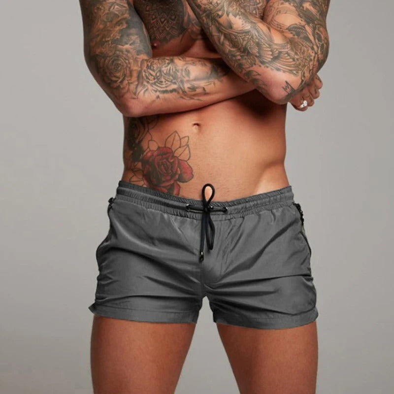 Quick-Dry Stretch Swim Trunks for Men – Adjustable Waist Beach Shorts with Pockets in Eight Bold Colours