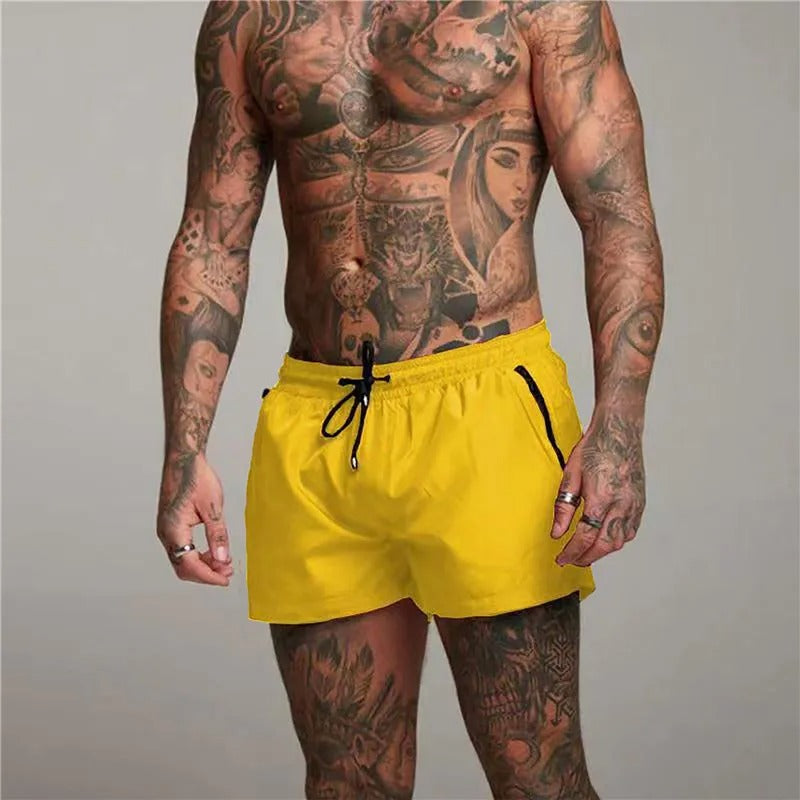 Quick-Dry Stretch Swim Trunks for Men – Adjustable Waist Beach Shorts with Pockets in Eight Bold Colours
