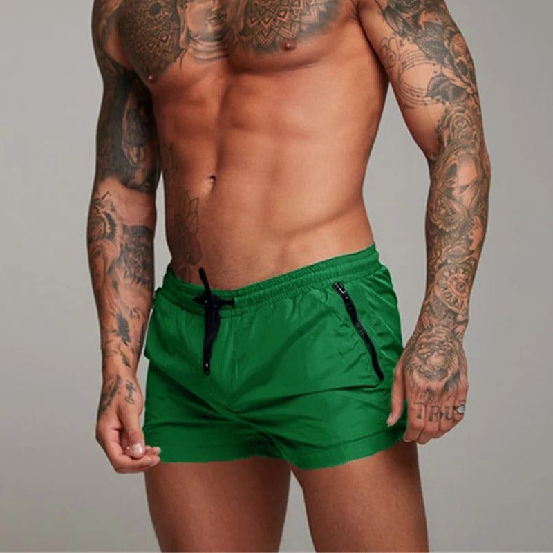 Quick-Dry Stretch Swim Trunks for Men – Adjustable Waist Beach Shorts with Pockets in Eight Bold Colours