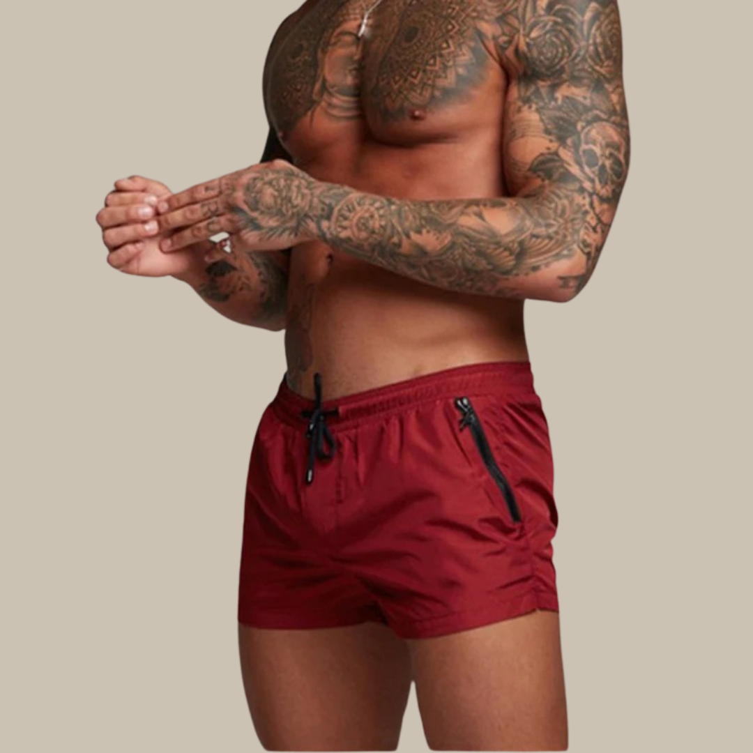 Quick-Dry Stretch Swim Trunks for Men – Adjustable Waist Beach Shorts with Pockets in Eight Bold Colours