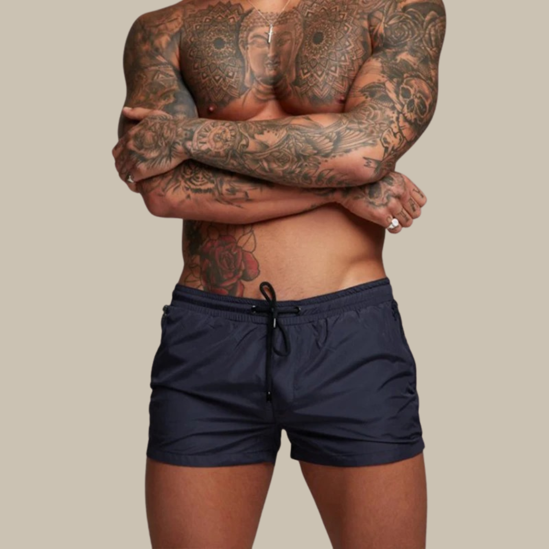 Quick-Dry Stretch Swim Trunks for Men – Adjustable Waist Beach Shorts with Pockets in Eight Bold Colours