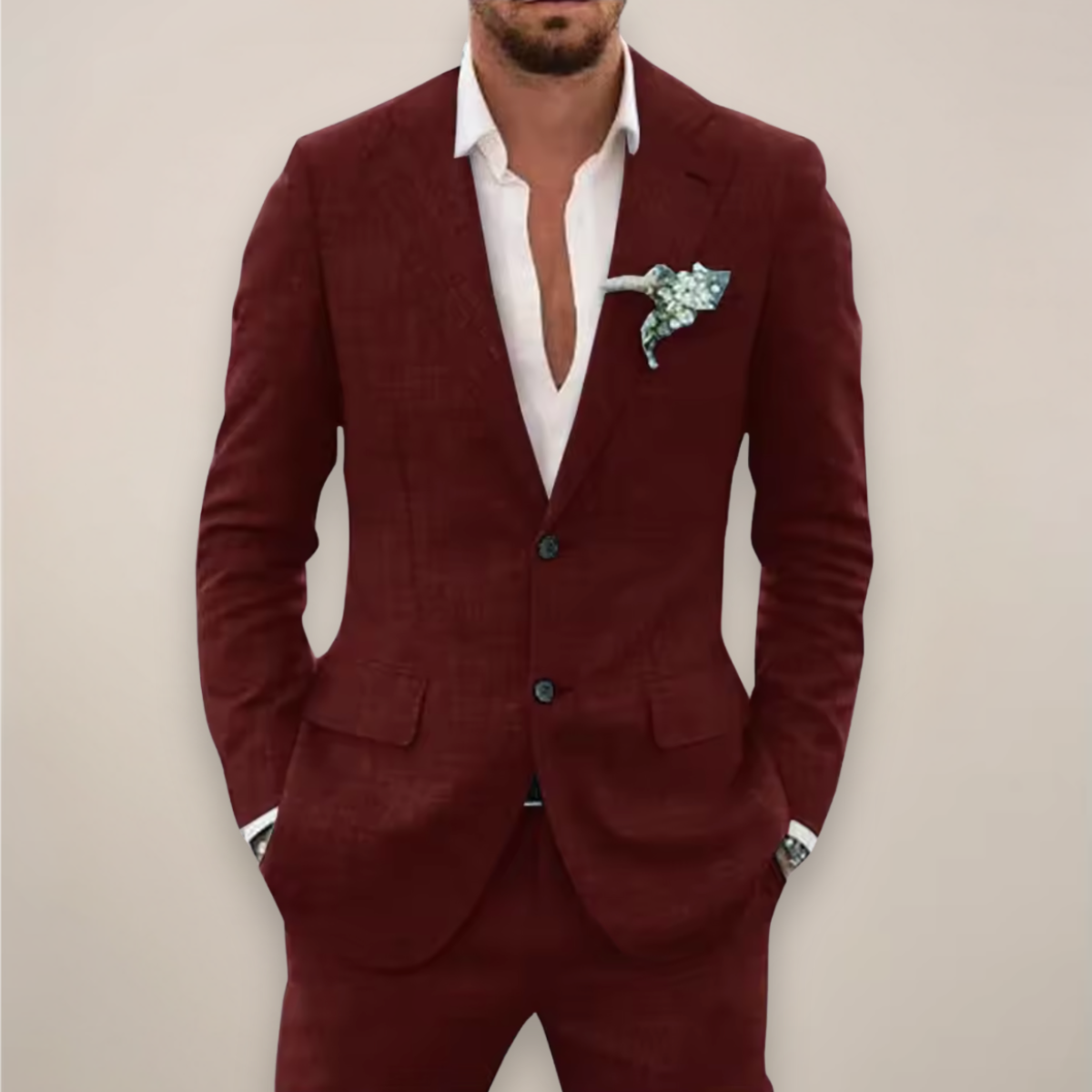 Sharp Tailored Two-Piece Suit for Men – Slim Fit Blazer & Trousers for Weddings, Proms & Warm-Season Events