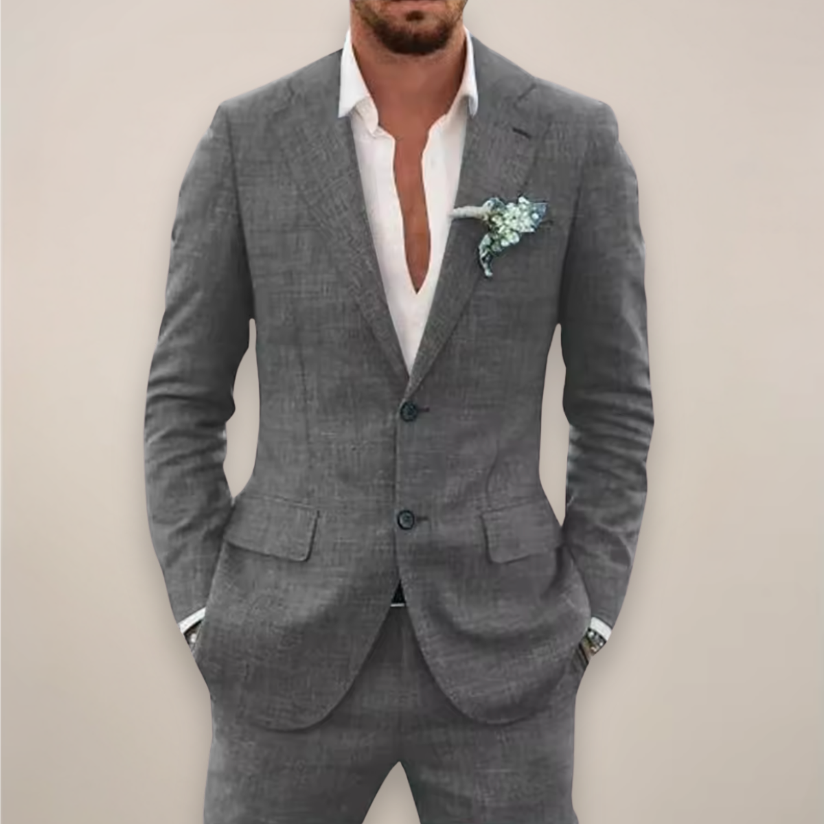 Sharp Tailored Two-Piece Suit for Men – Slim Fit Blazer & Trousers for Weddings, Proms & Warm-Season Events
