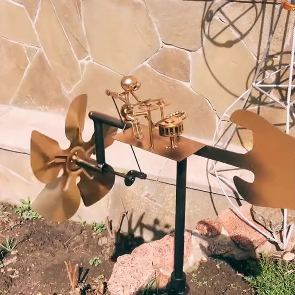 Handcrafted Metal Wind Spinner with Rock Band Design – Weatherproof Steel Garden Windmill Decor for Yard & Terrace