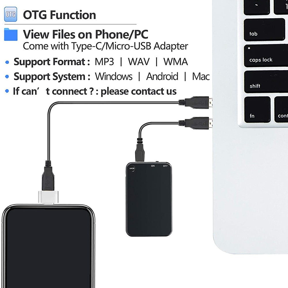 Voice Activated Mini Digital Recorder, Compact Audio Recorder with High-Quality Sound, One-Touch Recording