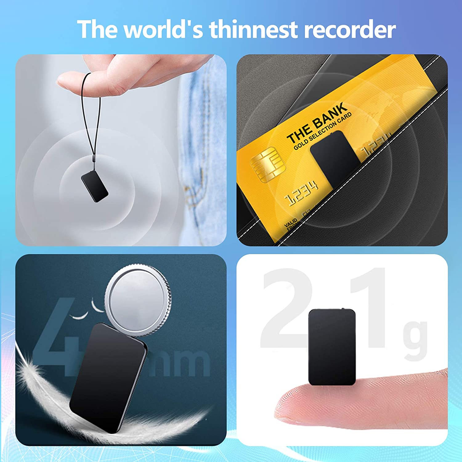 Voice Activated Mini Digital Recorder, Portable Audio Device for Lectures, Interviews, Meetings