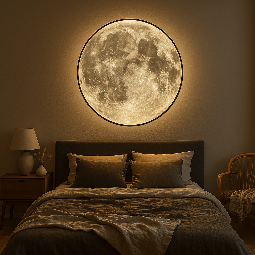 3D Moon Lamp Wall Light | LED Lunar Night Light & Room Decor