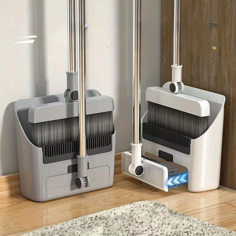Multifunctional Broom & Dustpan Set – Self-Cleaning Standing Dustpan with Comb Teeth for Home & Kitchen
