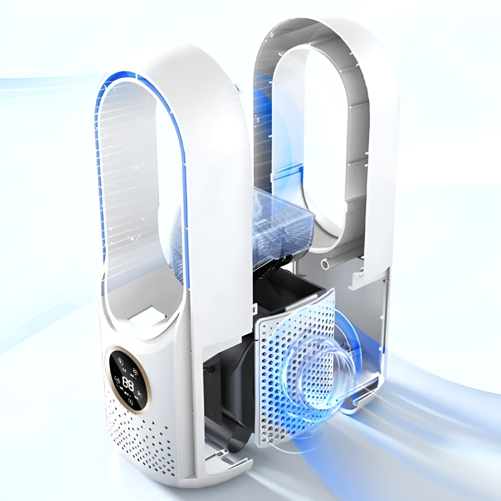 Bladeless desktop air cooler detail view