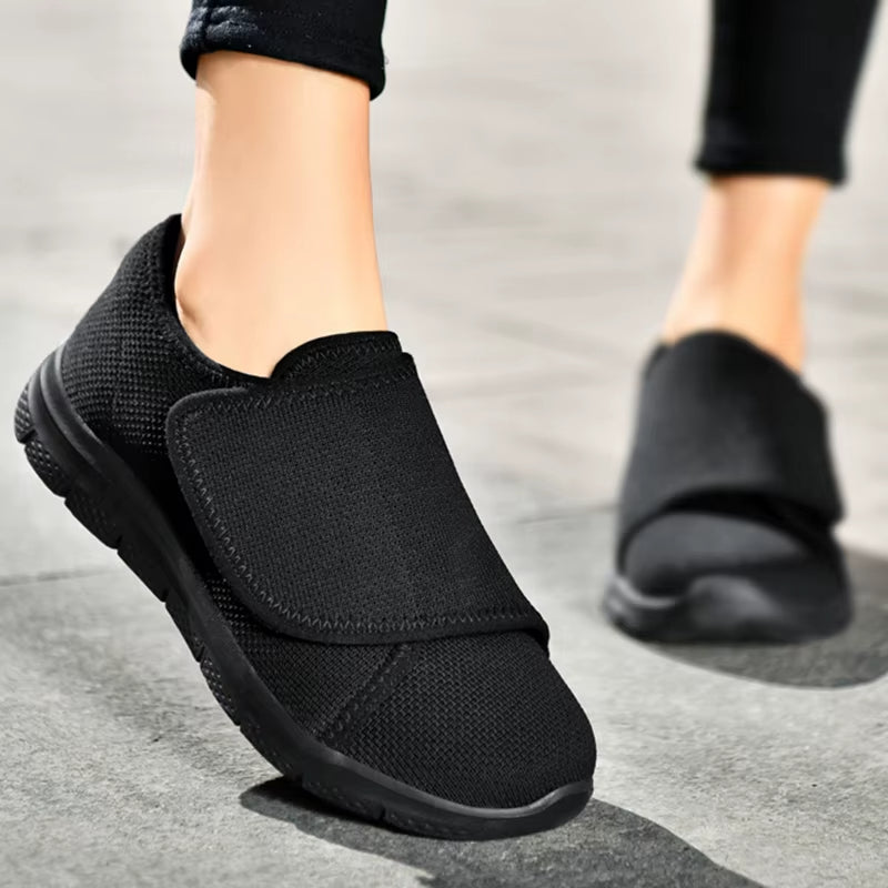 Supportive Wide-Fit Comfort Shoes for Women – Adjustable Soft-Upper Walking Shoes for Sensitive & Swollen Feet