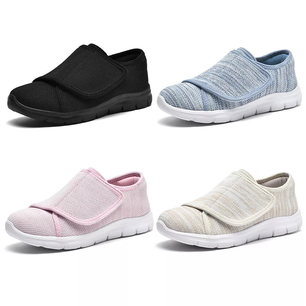 Supportive Wide-Fit Comfort Shoes for Women – Adjustable Soft-Upper Walking Shoes for Sensitive & Swollen Feet