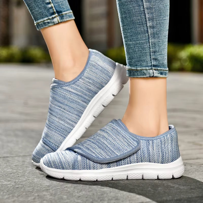 Supportive Wide-Fit Comfort Shoes for Women – Adjustable Soft-Upper Walking Shoes for Sensitive & Swollen Feet