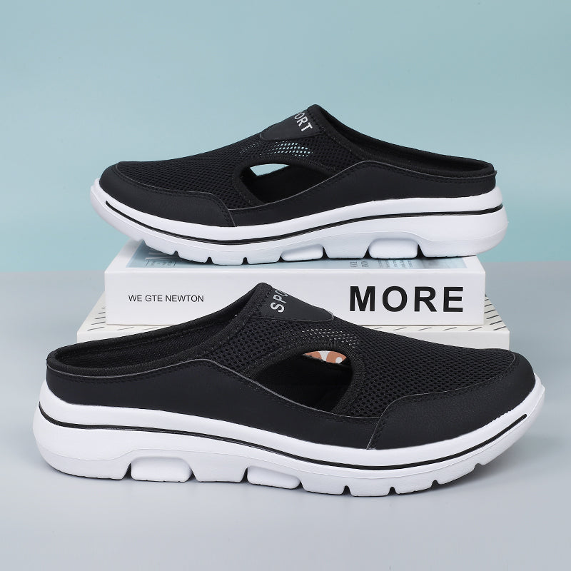 Cushioned Men's Comfort Slip-On Shoes – Breathable Mesh Walking Sneakers with Supportive Contoured Footbed