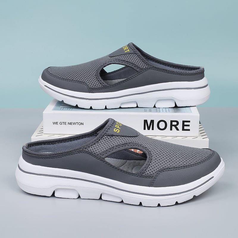 Cushioned Men's Comfort Slip-On Shoes – Breathable Mesh Walking Sneakers with Supportive Contoured Footbed