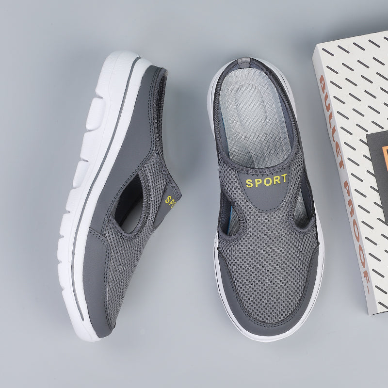 Cushioned Men's Comfort Slip-On Shoes – Breathable Mesh Walking Sneakers with Supportive Contoured Footbed