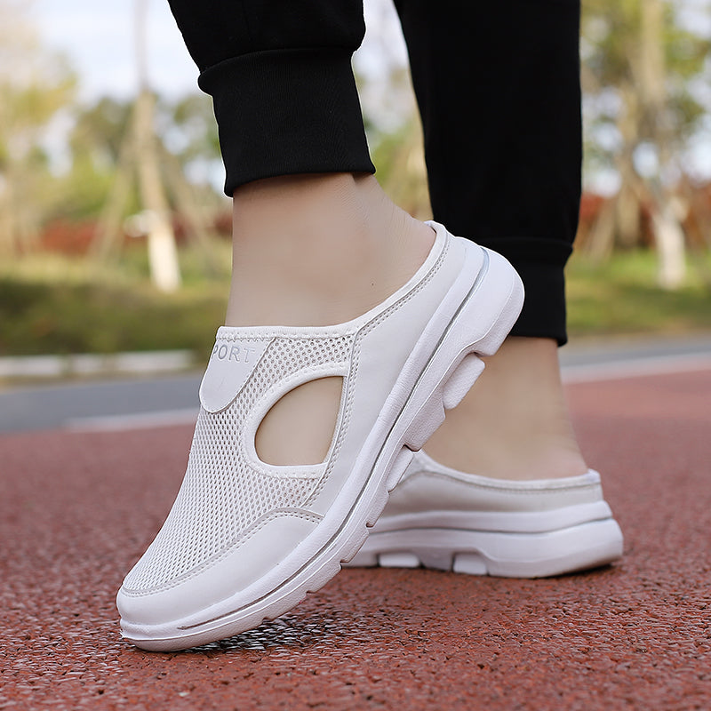 Cushioned Men's Comfort Slip-On Shoes – Breathable Mesh Walking Sneakers with Supportive Contoured Footbed