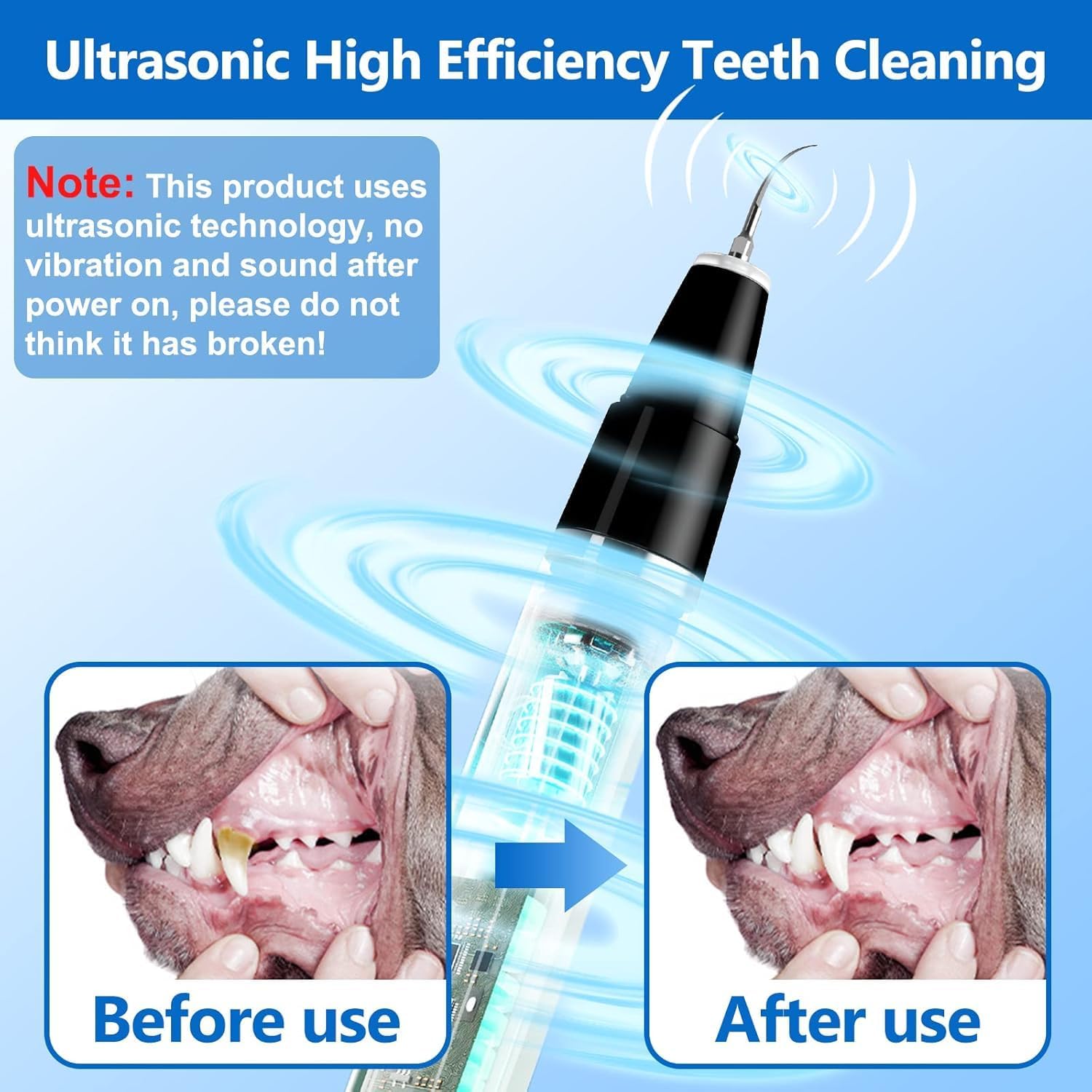 Ultrasonic Pet Plaque & Tartar Remover | Dog & Cat Teeth Cleaning Kit