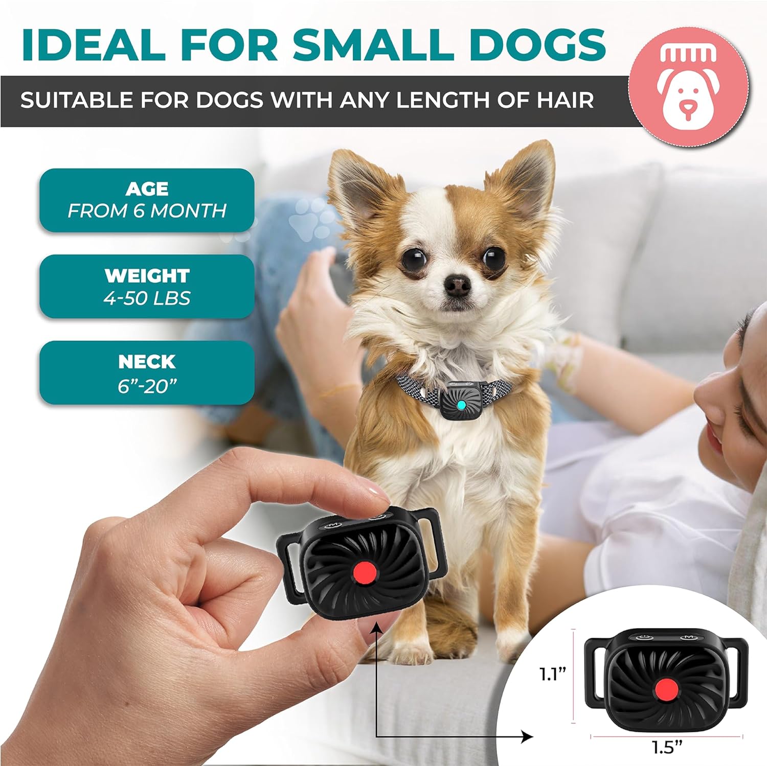 Gentle Anti-Bark Training Collar for Small Dogs – Rechargeable Waterproof Vibration & Sound Behavior Aid