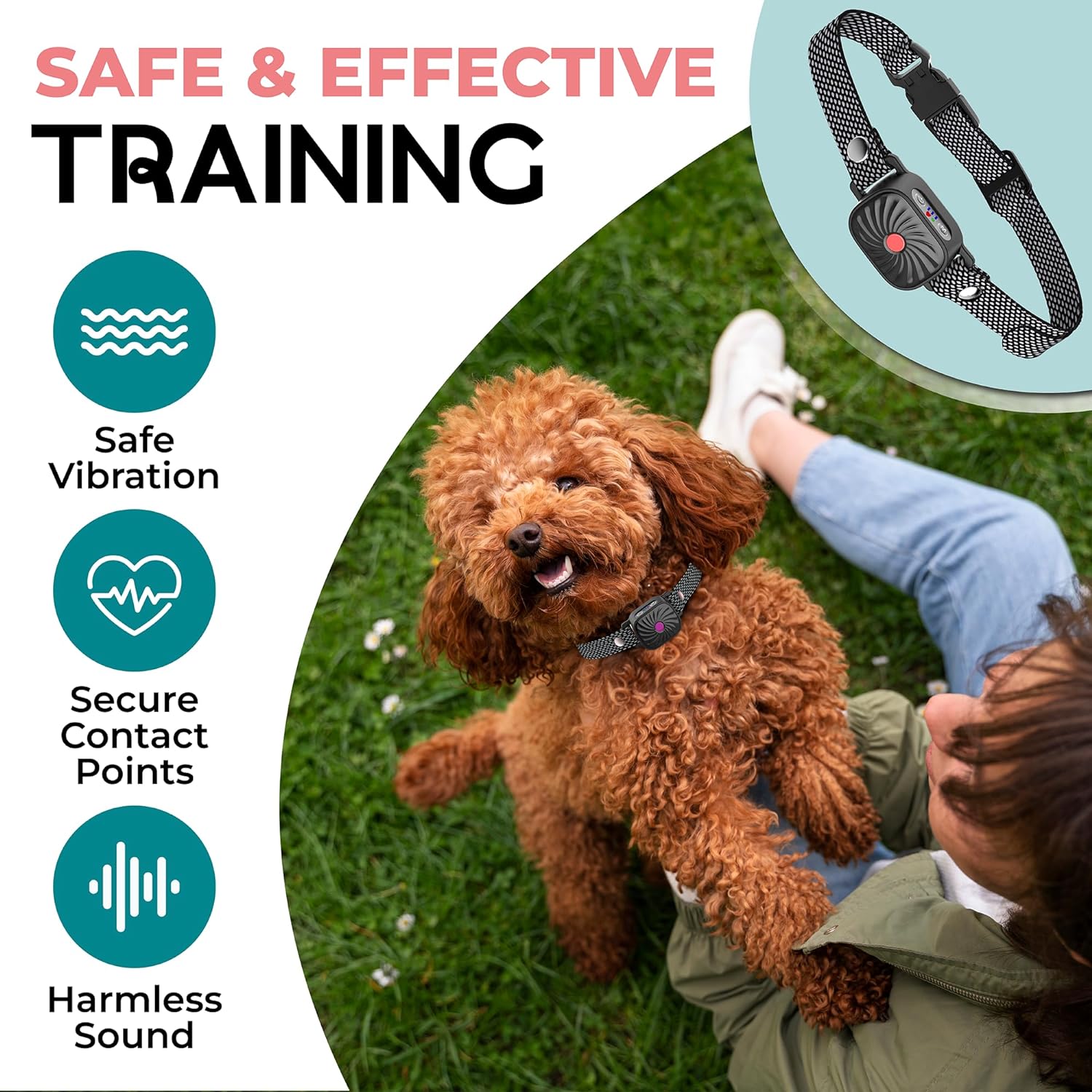 Gentle Anti-Bark Training Collar for Small Dogs – Rechargeable Waterproof Vibration & Sound Behavior Aid