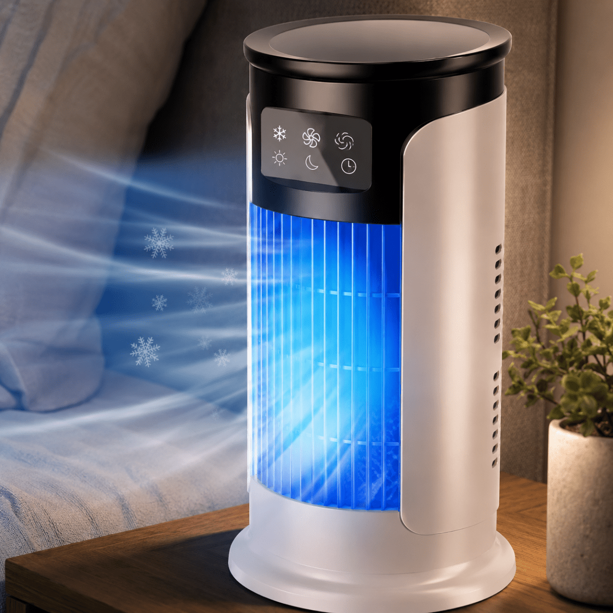 Portable evaporative air cooler