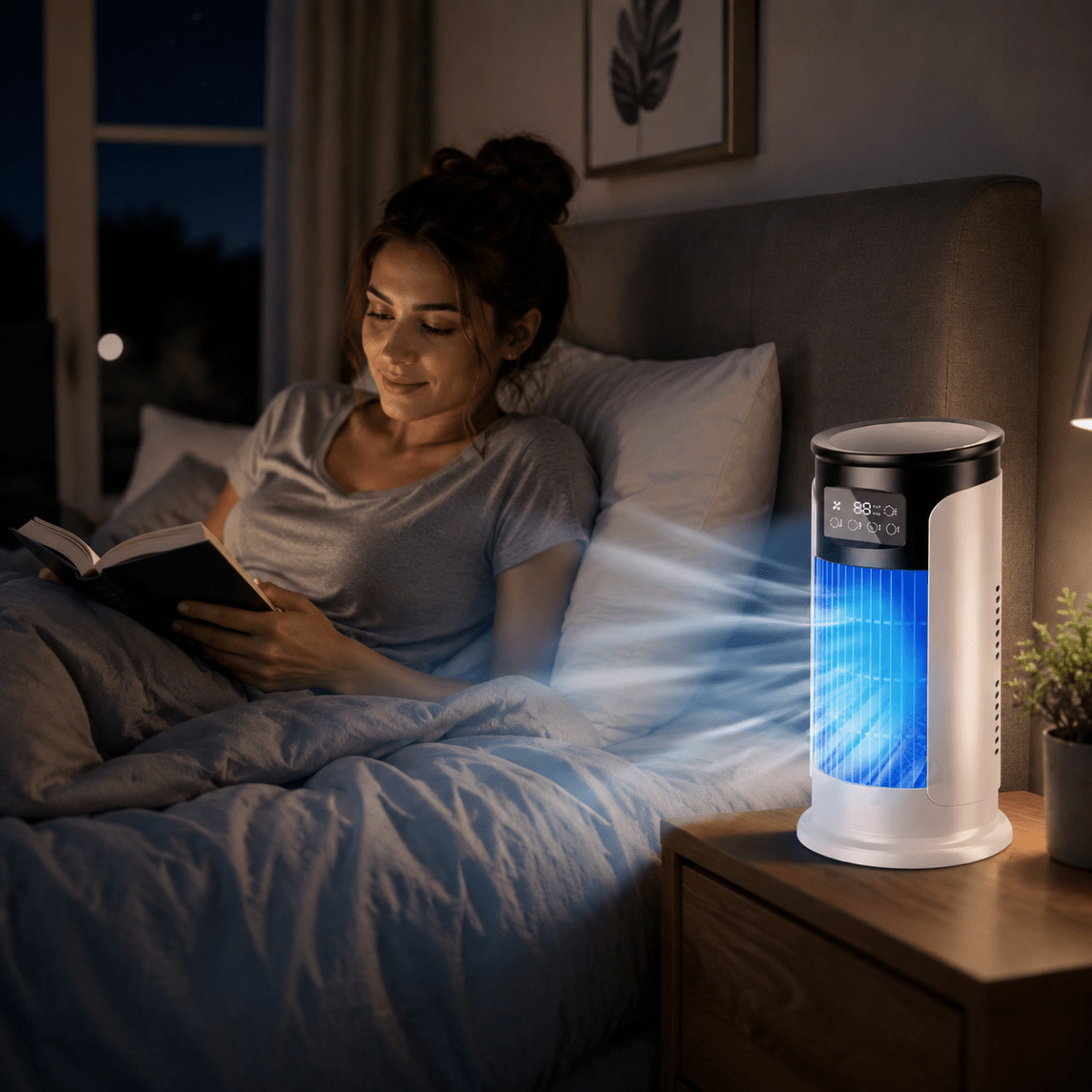 Portable evaporative air cooler