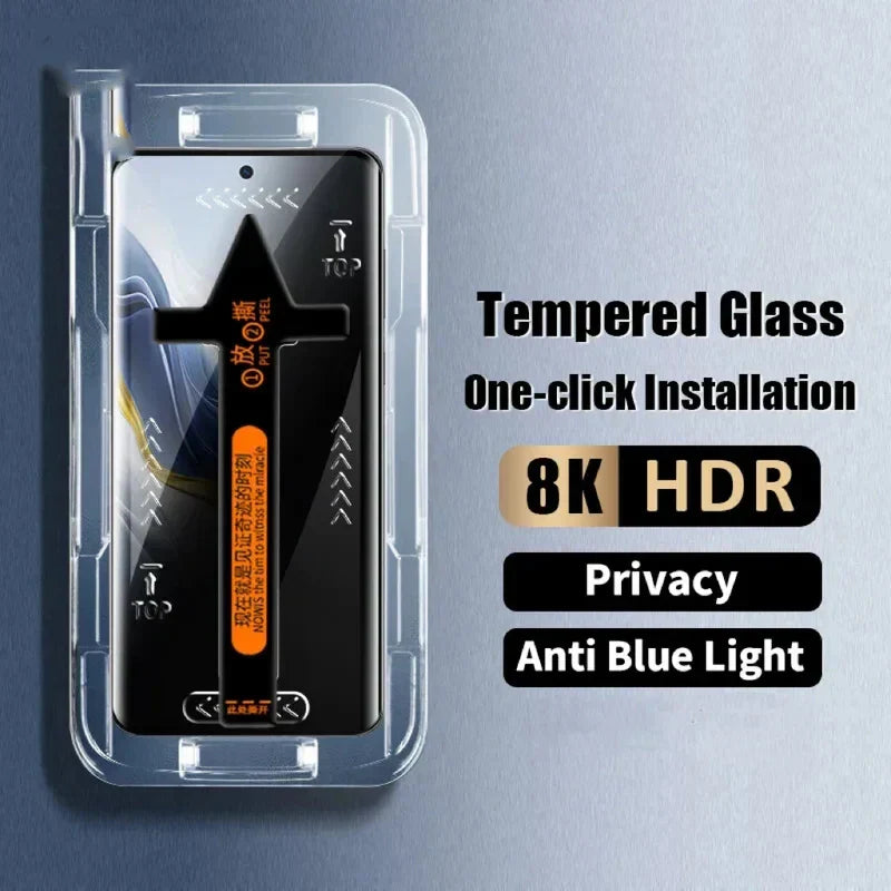 Dust-Free Privacy Screen Protector 2-Pack – Self-Install Anti-Spy Tempered Glass with Alignment Kit