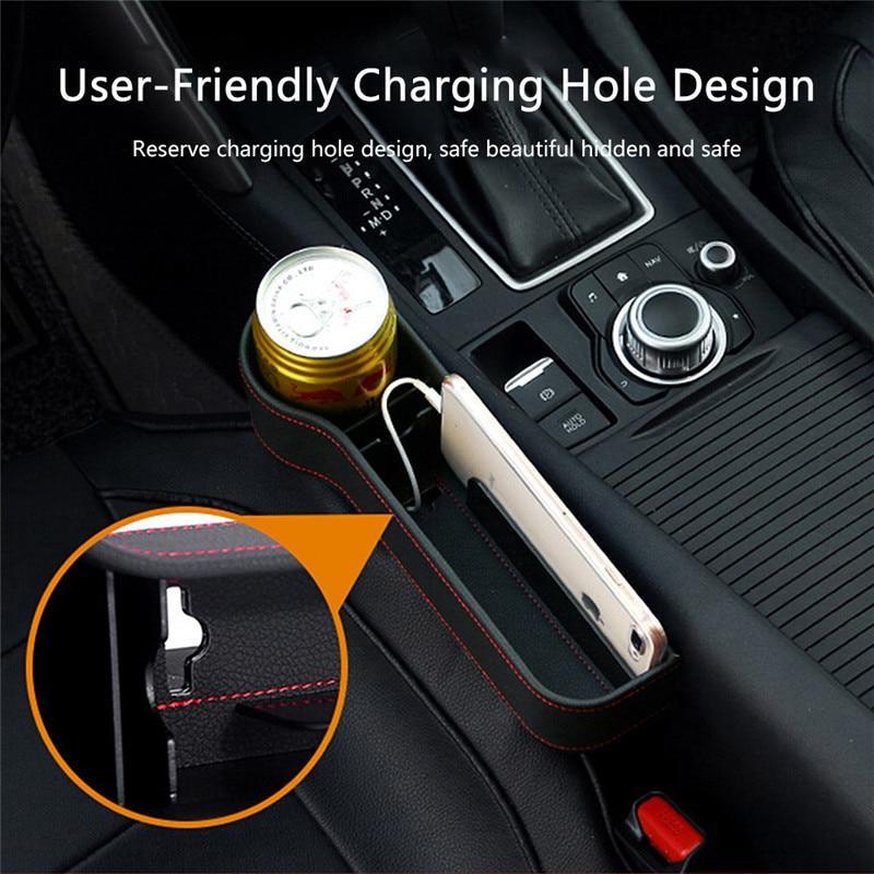 Premium PU Leather Car Seat Gap Organizer – Slip-In Console Side Storage Pocket for Phone, Keys & Wallet