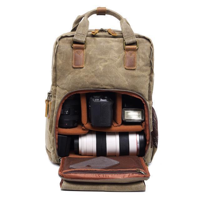 Waterproof Waxed Canvas Camera Bag | DSLR & 15" Laptop Backpack